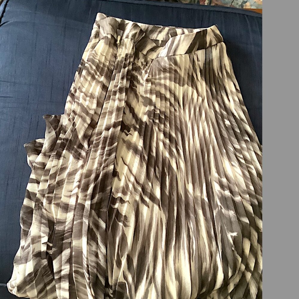 Talbots Classic summer Zebra print pleated and lined skirt Size 10, side zipper - Picture 8 of 8
